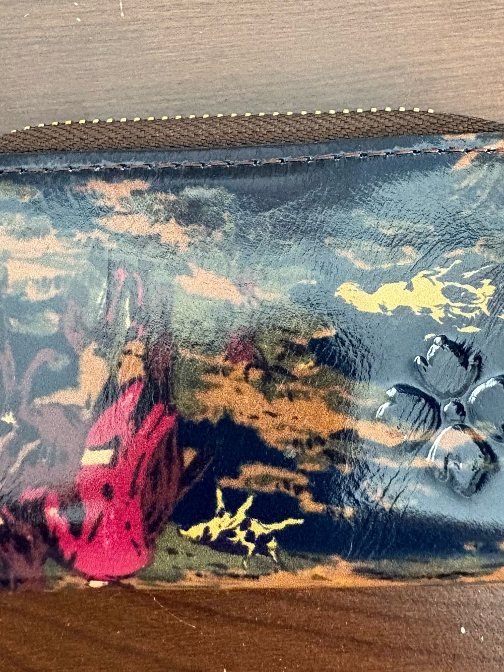 Patricia Nash Suede Interior Small Coin Pouch in Brown & Gold